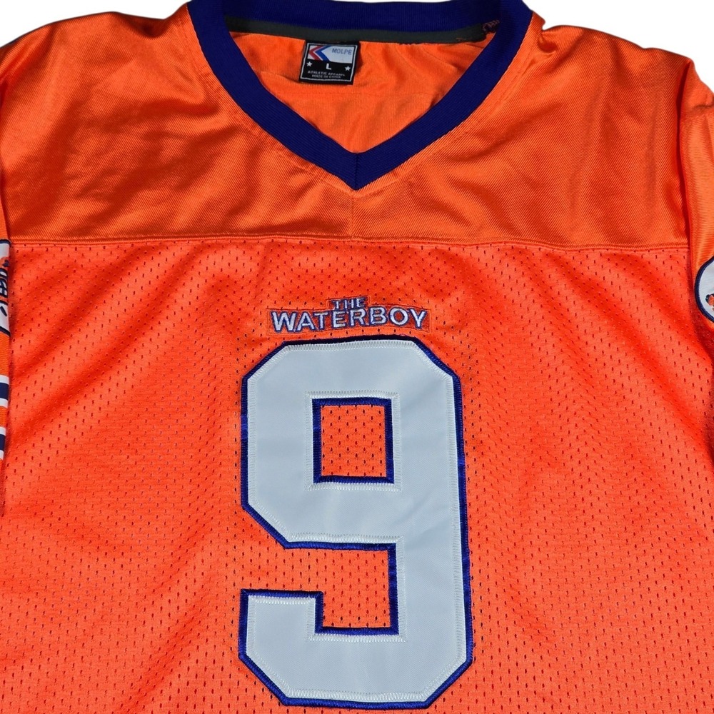 The Waterboy Bobby Boucher #9 Molpe Football Jersey Adam Sandler Orange Men's L - Picture 2 of 8
